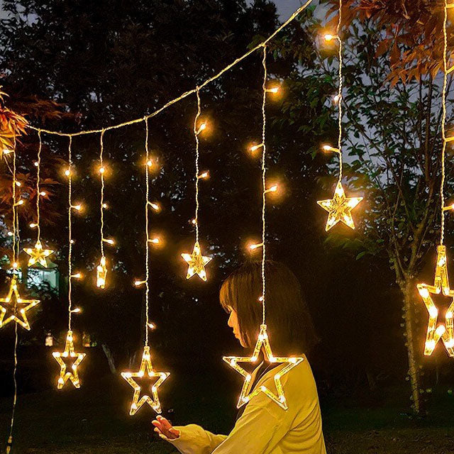 Star And Moon String Lights With LED For Garden, Patio And Balcony Decoration