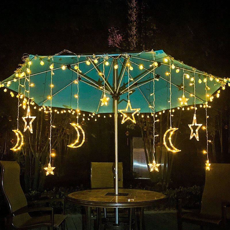 Star And Moon String Lights With LED For Garden, Patio And Balcony Decoration