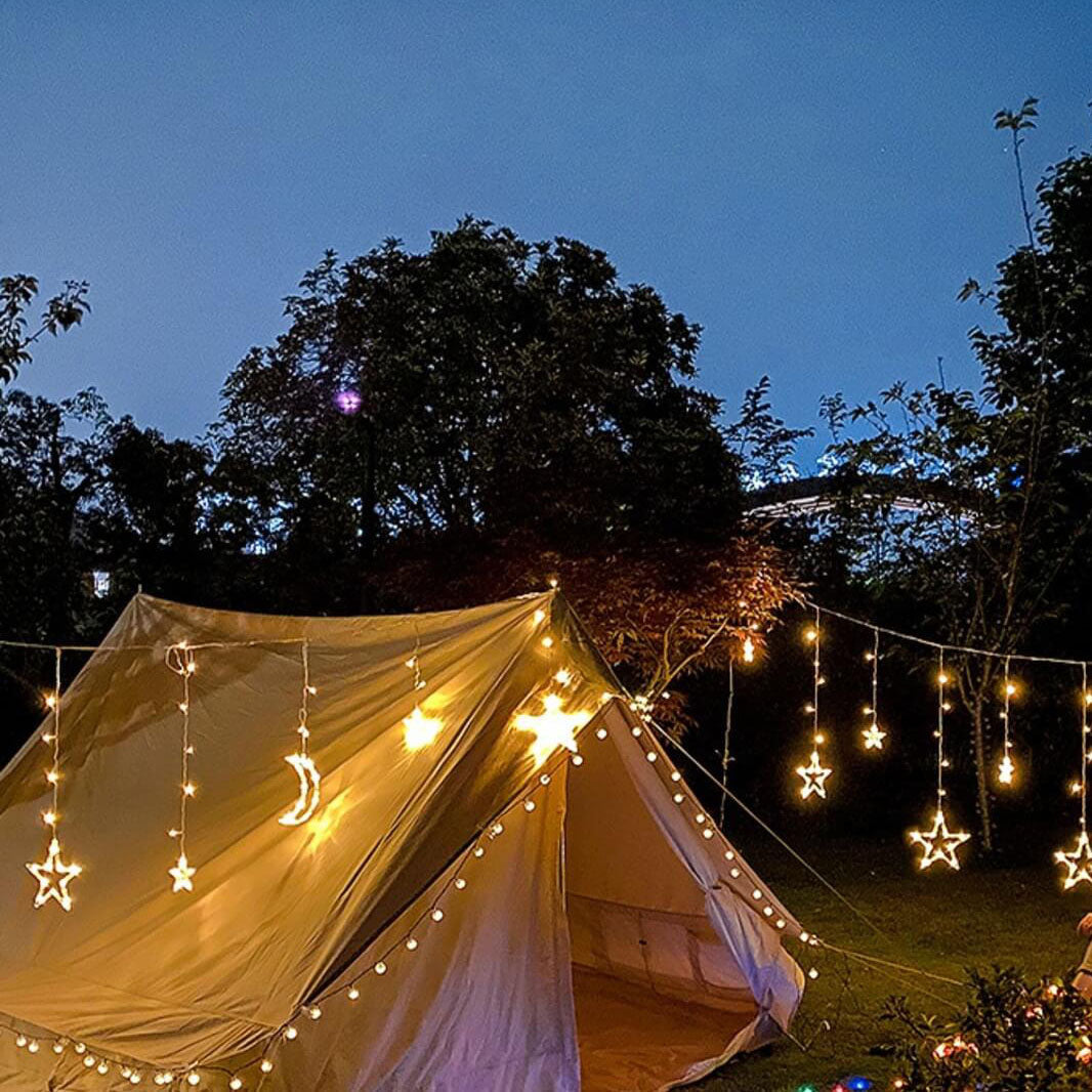 Star And Moon String Lights With LED For Garden, Patio And Balcony Decoration