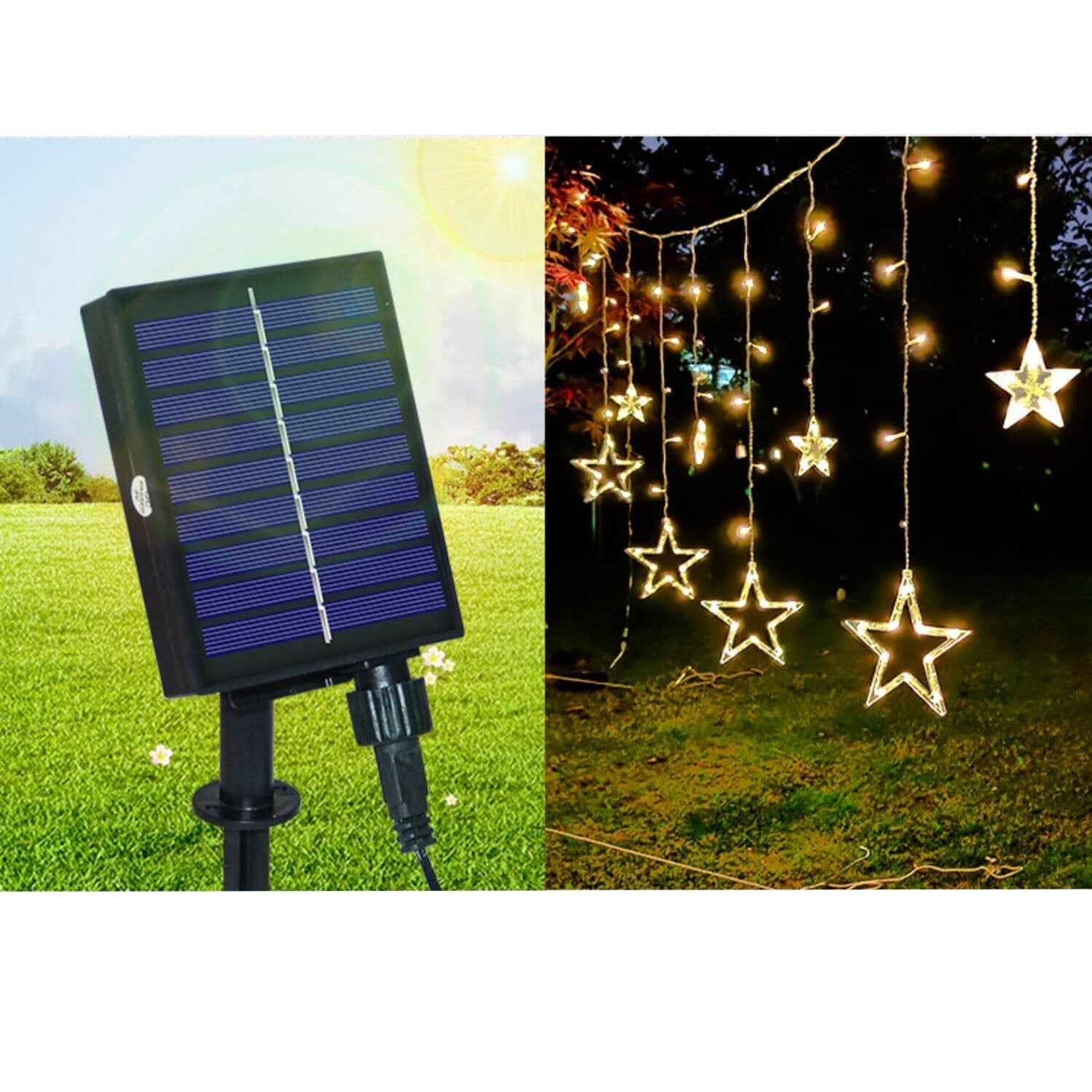 Star And Moon String Lights With LED For Garden, Patio And Balcony Decoration