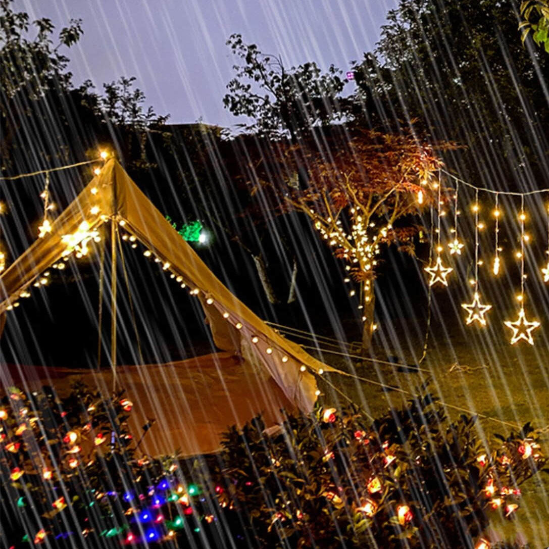 Star And Moon String Lights With LED For Garden, Patio And Balcony Decoration