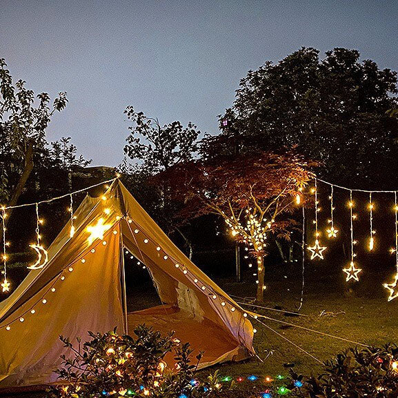 Star And Moon String Lights With LED For Garden, Patio And Balcony Decoration