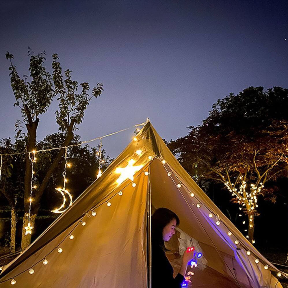 Star And Moon String Lights With LED For Garden, Patio And Balcony Decoration
