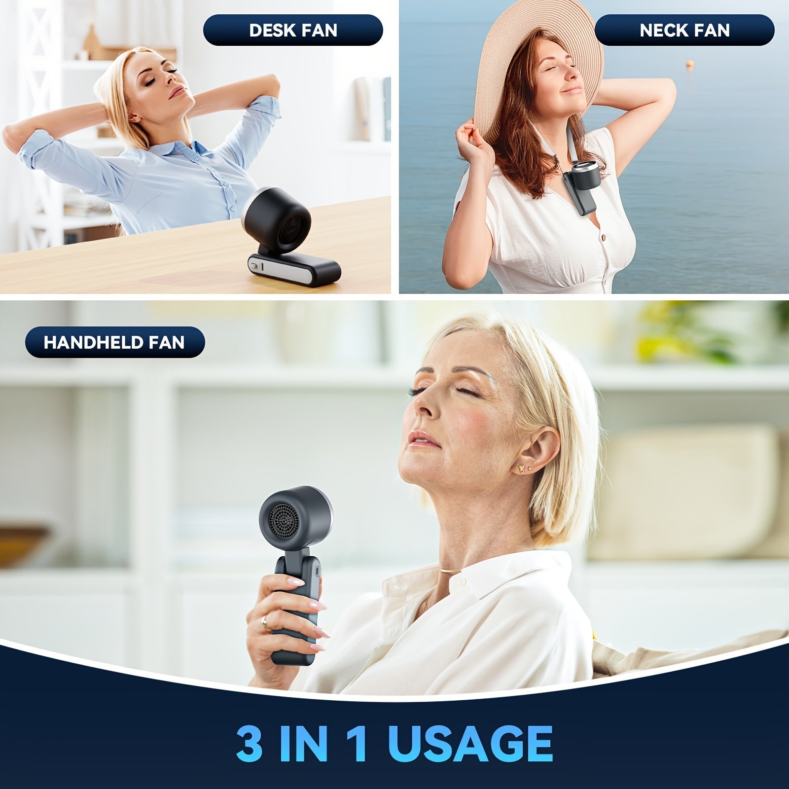 Five-Speed Turbo Handheld Fan with LED Light