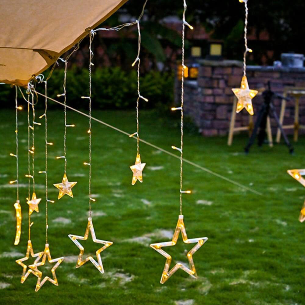 Star And Moon String Lights With LED For Garden, Patio And Balcony Decoration