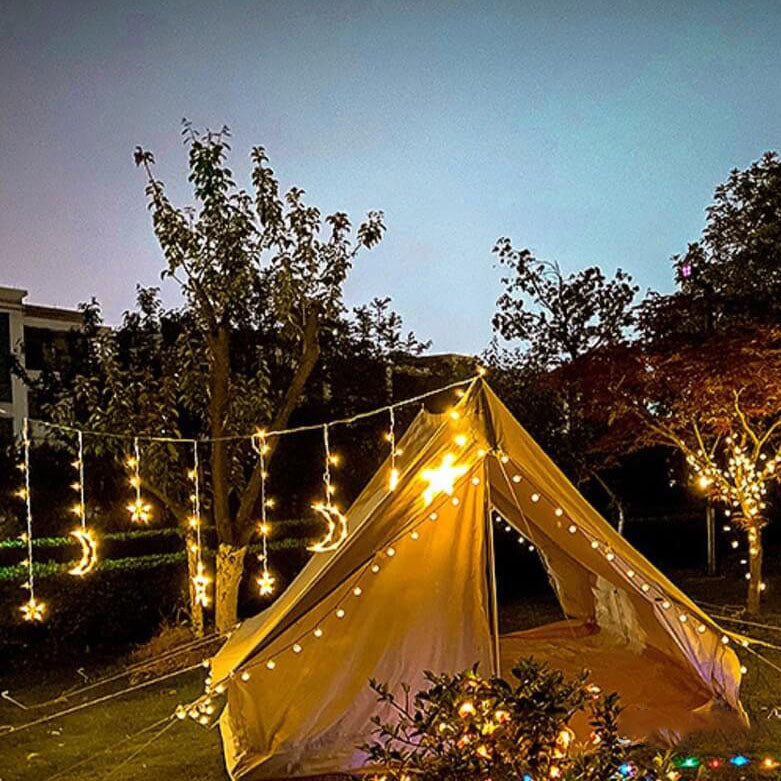 Star And Moon String Lights With LED For Garden, Patio And Balcony Decoration