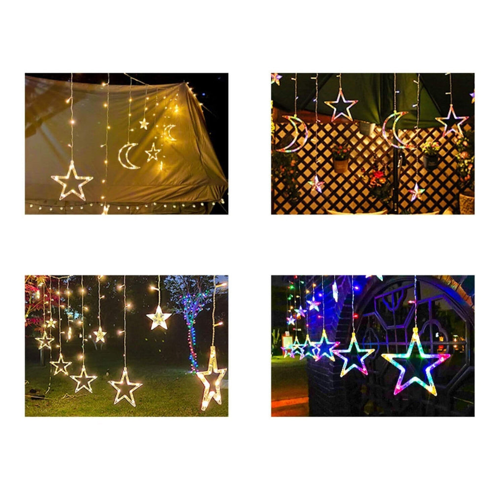 Star And Moon String Lights With LED For Garden, Patio And Balcony Decoration