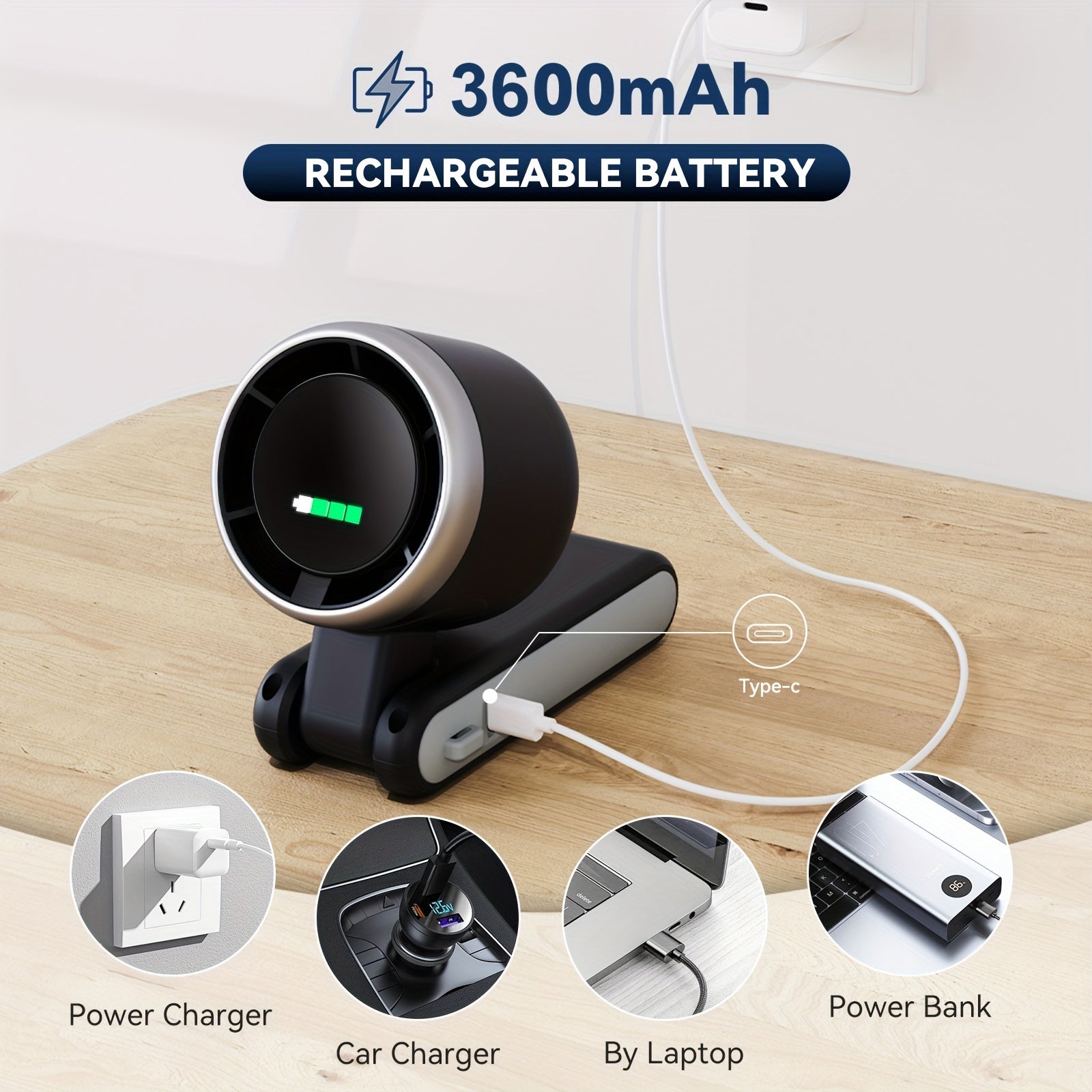 Five-Speed Turbo Handheld Fan with LED Light