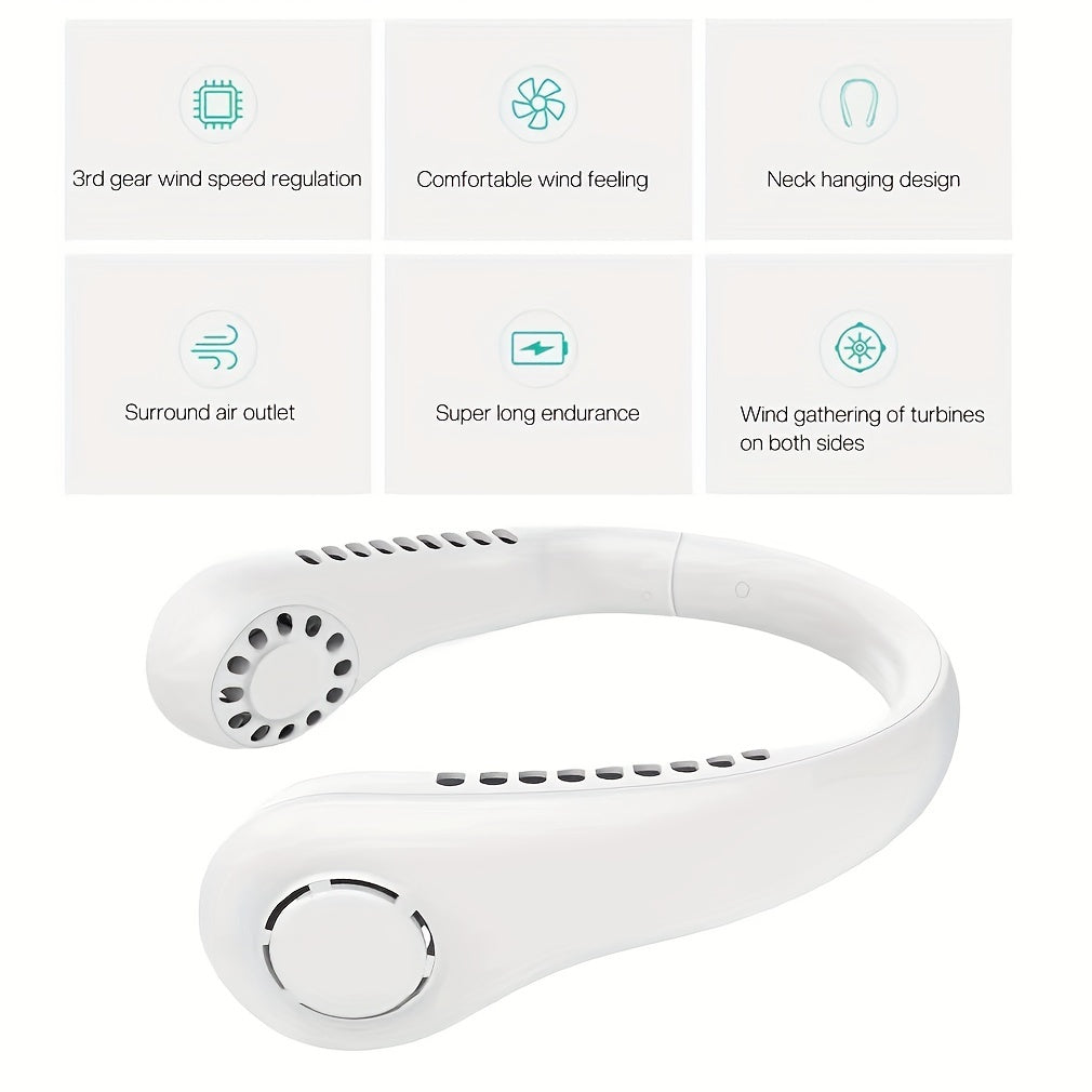 Three-Speed Bladeless Rechargeable Neck Fan