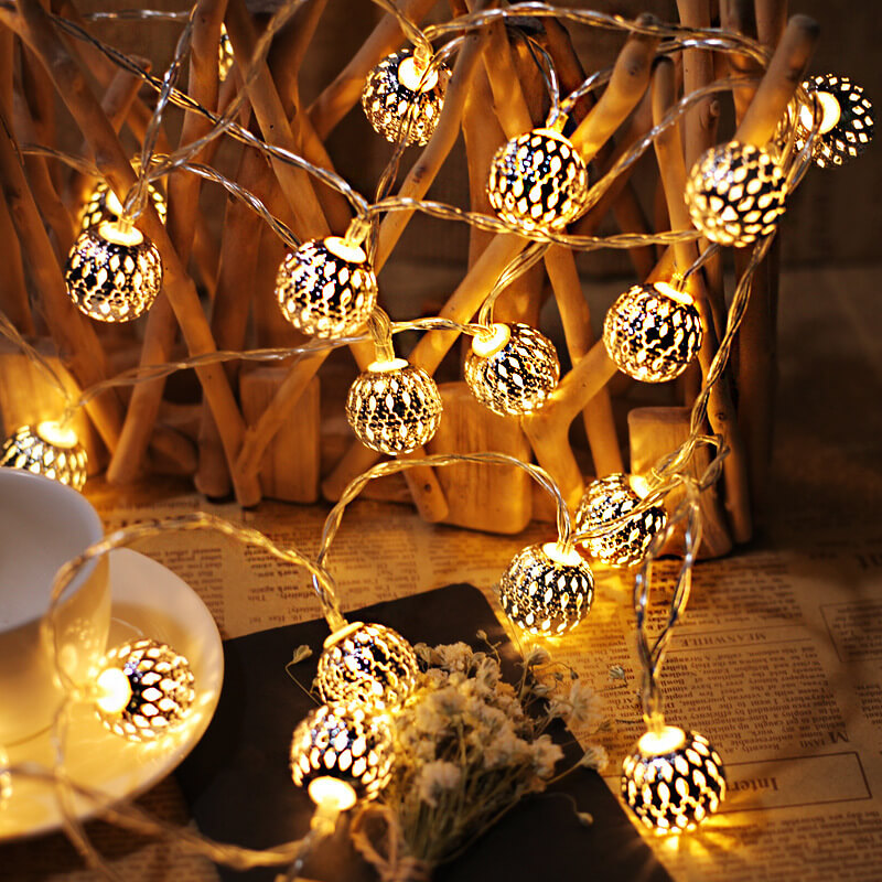 Ball Solar And Battery String Lights In Warm White And Multicolour For Garden