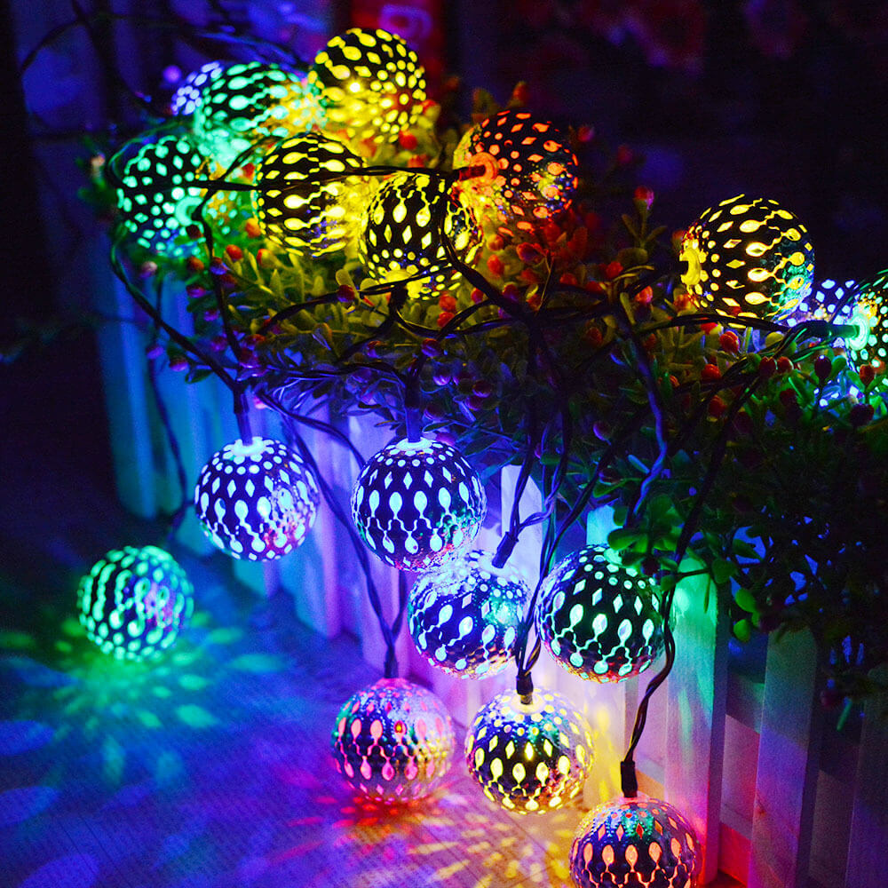 Ball Solar And Battery String Lights In Warm White And Multicolour For Garden