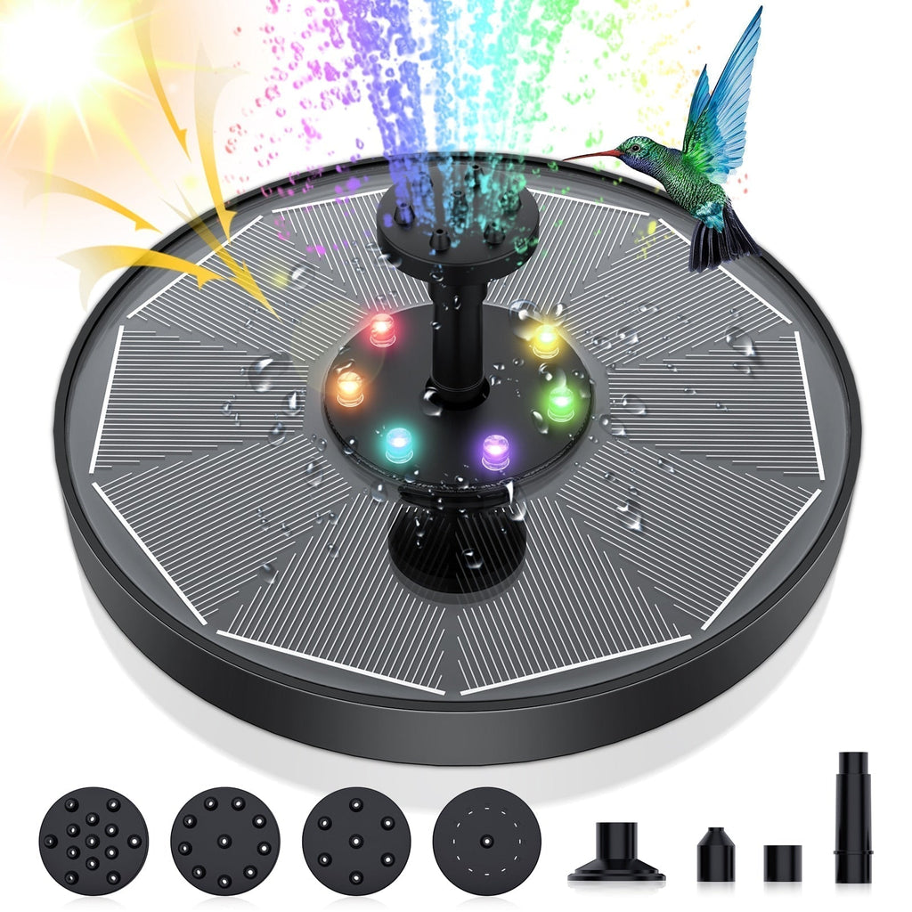 LED Solar Fountain Pump with 4 Spray Modes