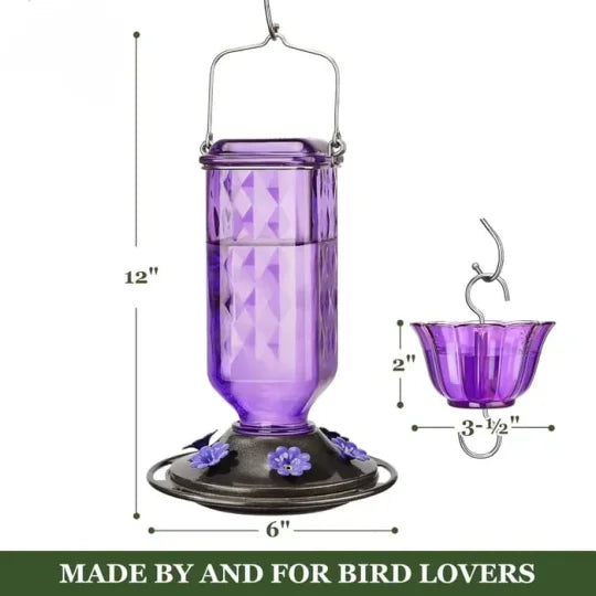 24Oz Leak Proof Glass Hummingbird Feeder