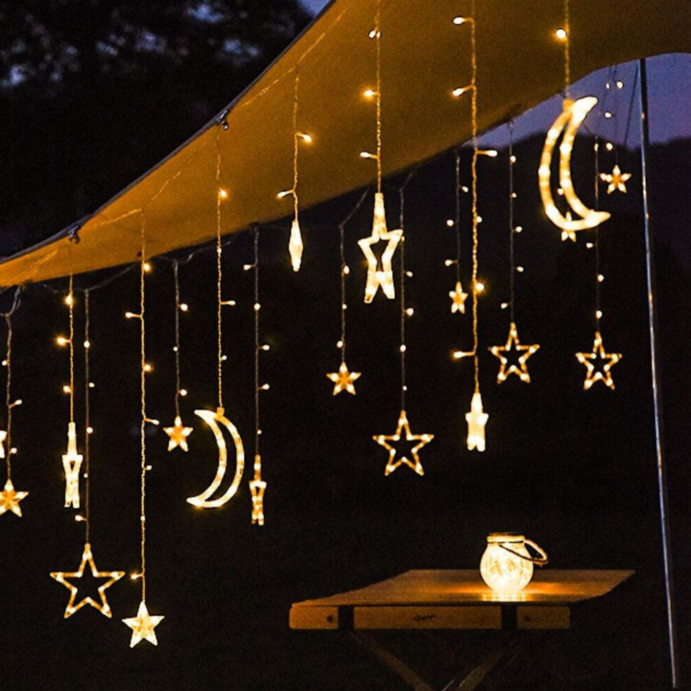 Star And Moon String Lights With LED For Garden, Patio And Balcony Decoration