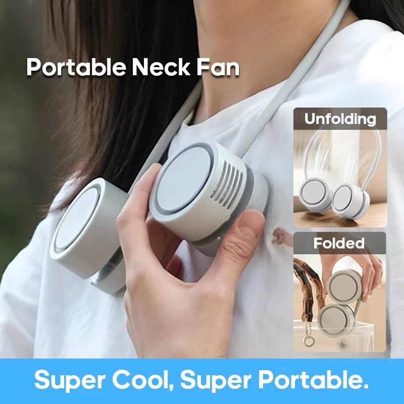 Rechargeable Neck Fan With Foldable Silent Cooling Design