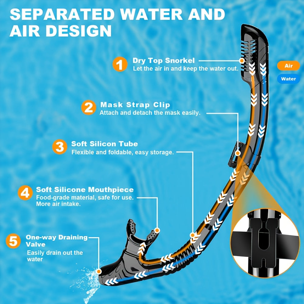 Anti-Leak Snorkel and Mask Set with Wide View