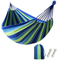Fabric Hammock With Rope Loops And Carry Bag, 200 Kg Capacity For Garden And