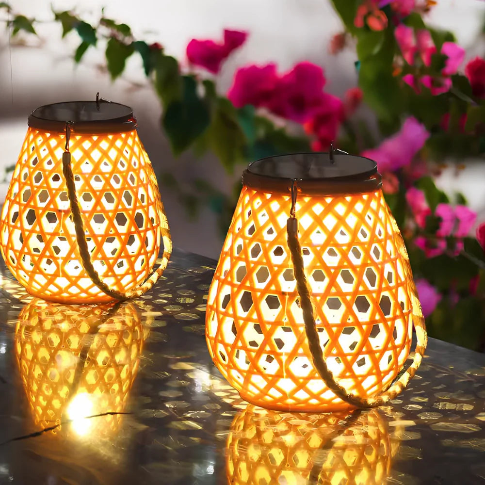 Woven Solar Lantern for Patio and Garden