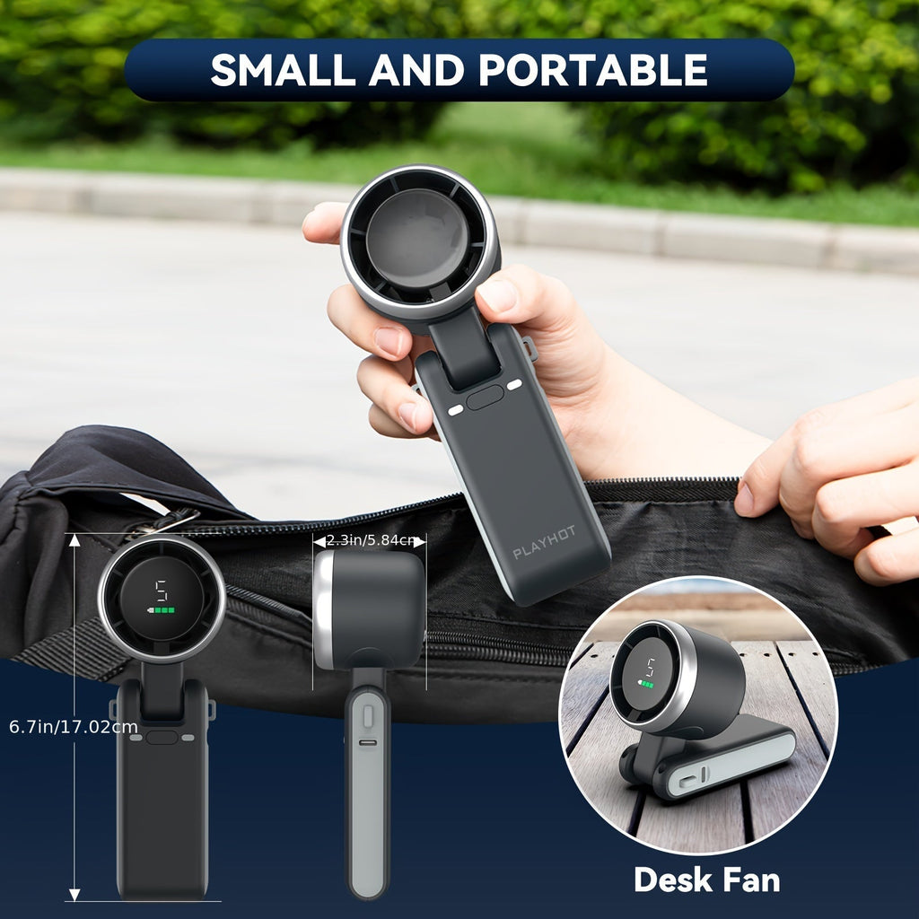 Five-Speed Turbo Handheld Fan with LED Light