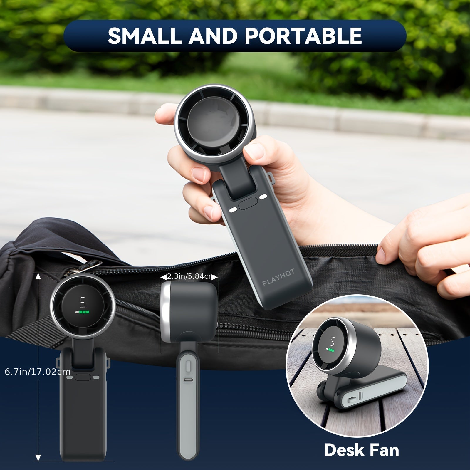 Five-Speed Turbo Handheld Fan with LED Light