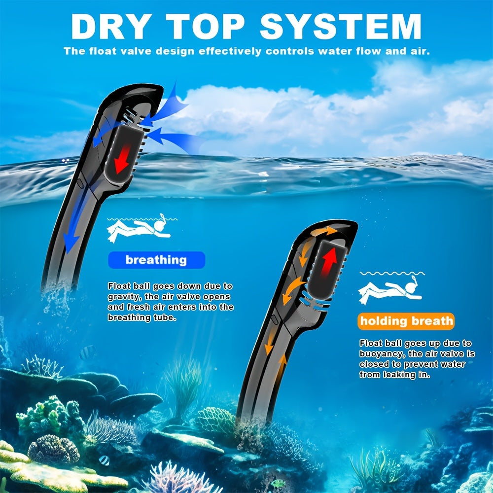 Anti-Leak Snorkel and Mask Set with Wide View