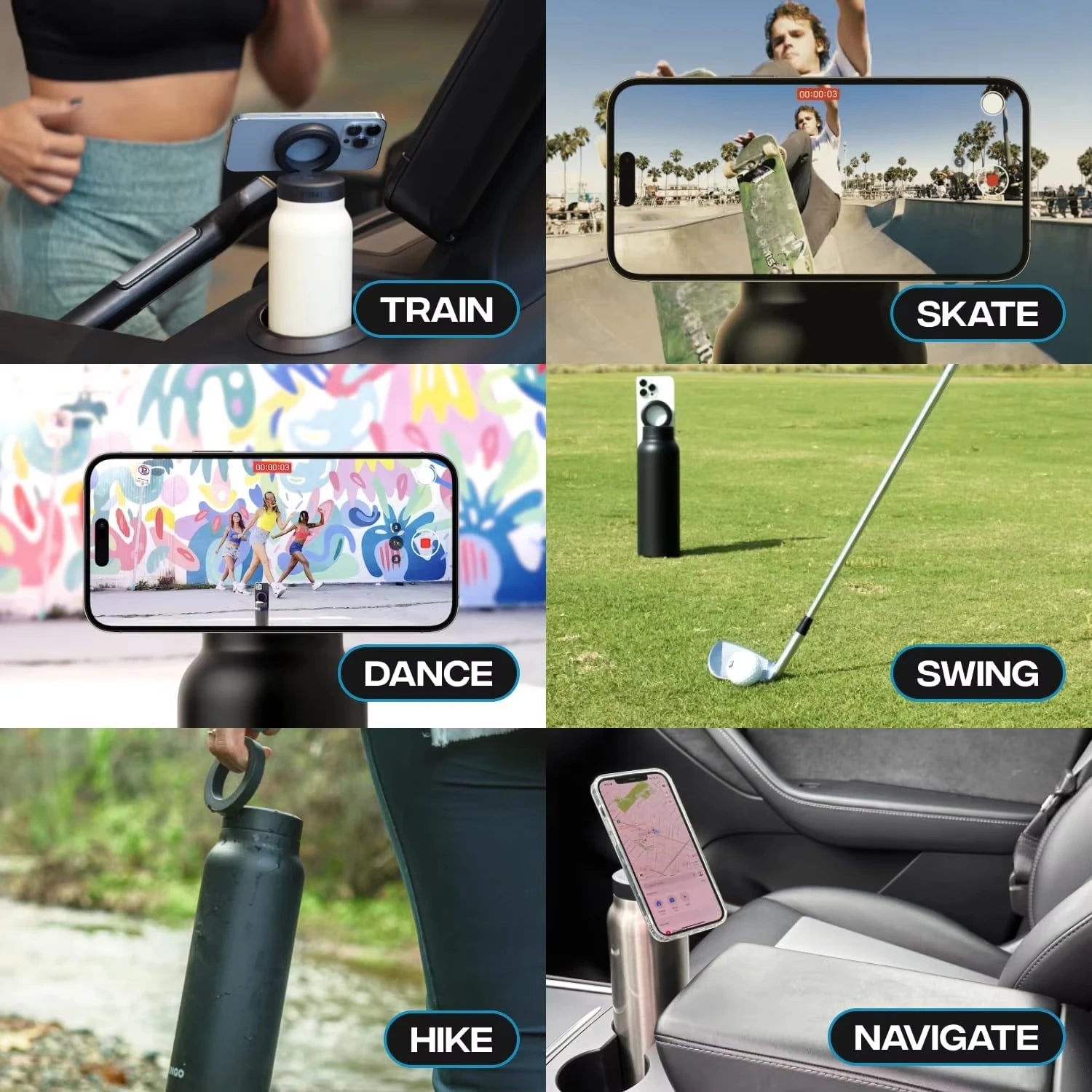 24Oz Insulated Water Bottle With Magnetic Phone Holder