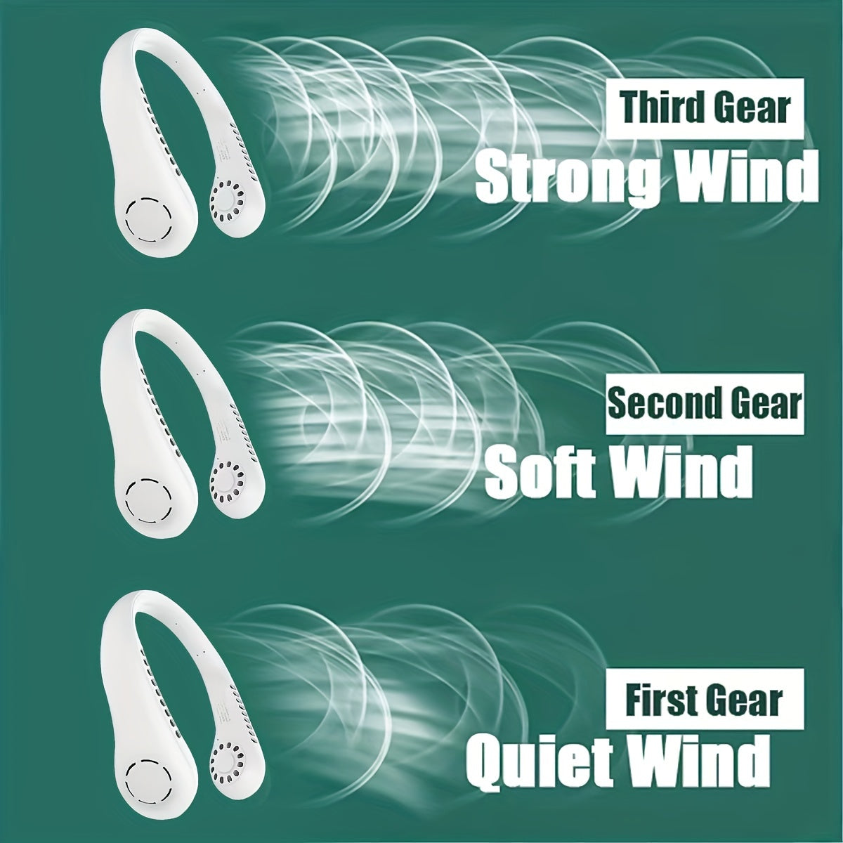 Three-Speed Bladeless Rechargeable Neck Fan