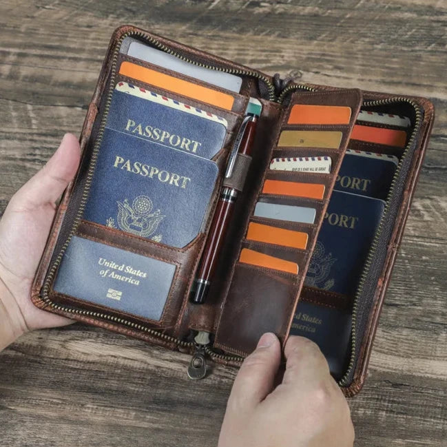 RFID Top Grain Leather Passport Holder