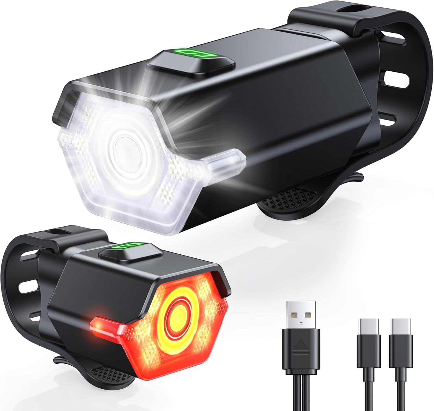 Rechargeable Bike Light Set With Side Lighting