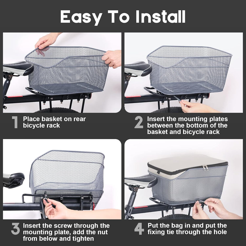 Waterproof Rear Bike Basket With Rain Cover