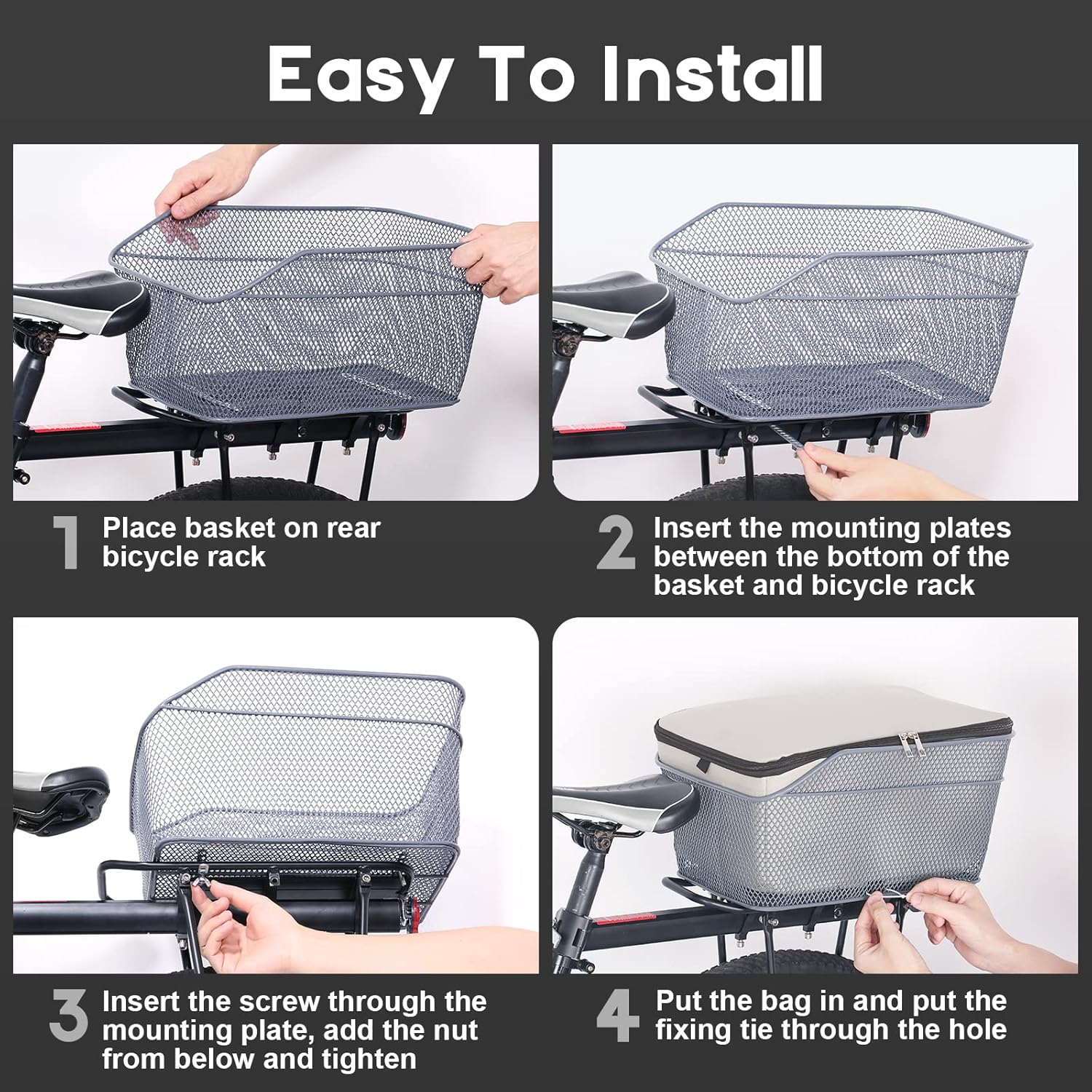 Waterproof Rear Bike Basket With Rain Cover