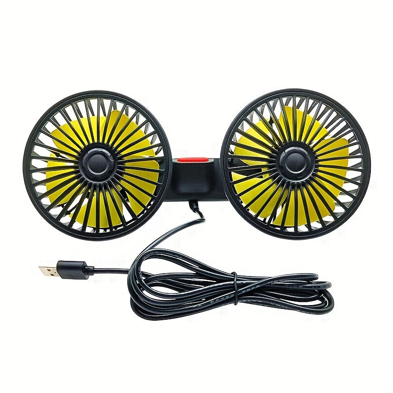 12V Dual-Head Car Cooling Fan with 360-Degree Rotation