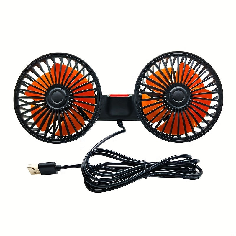 12V Dual-Head Car Cooling Fan with 360-Degree Rotation