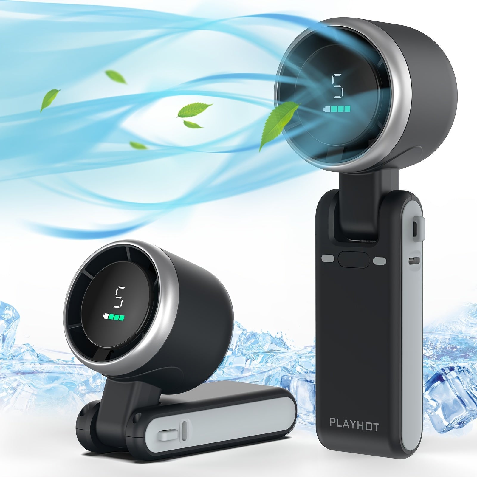 Five-Speed Turbo Handheld Fan with LED Light