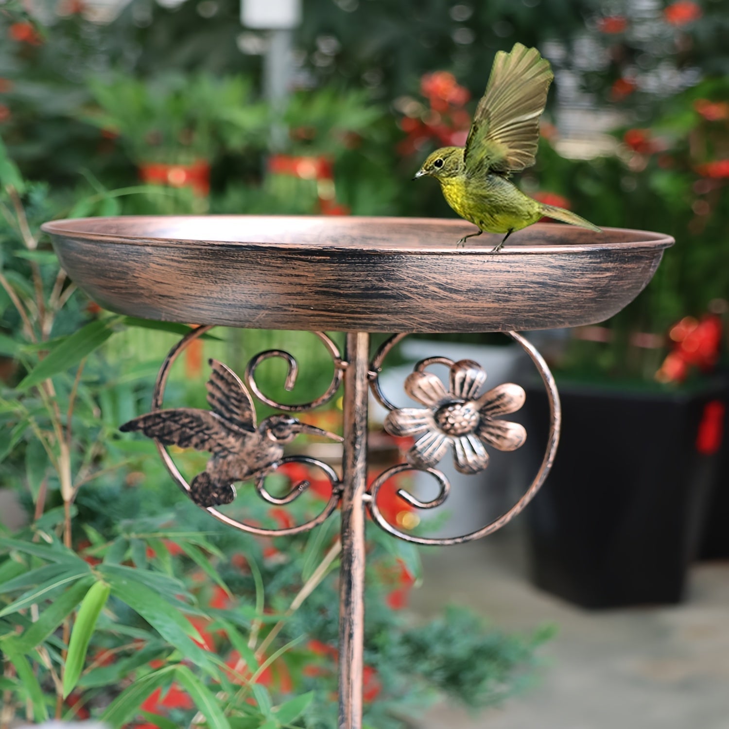 Garden Bird Bath with Ground Stake