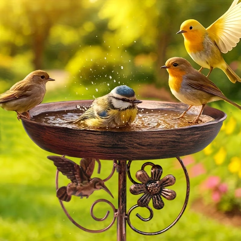 Garden Bird Bath with Ground Stake
