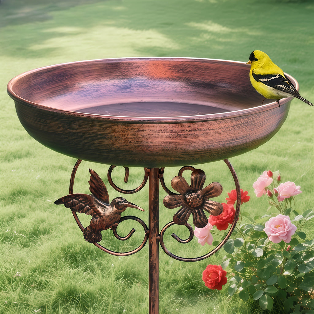 Garden Bird Bath with Ground Stake