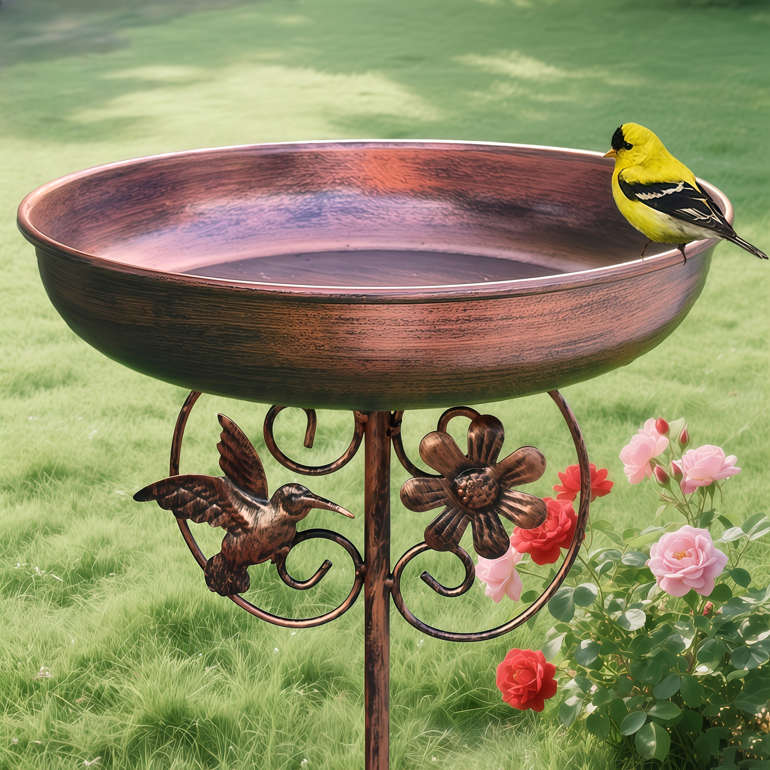 Garden Bird Bath with Ground Stake