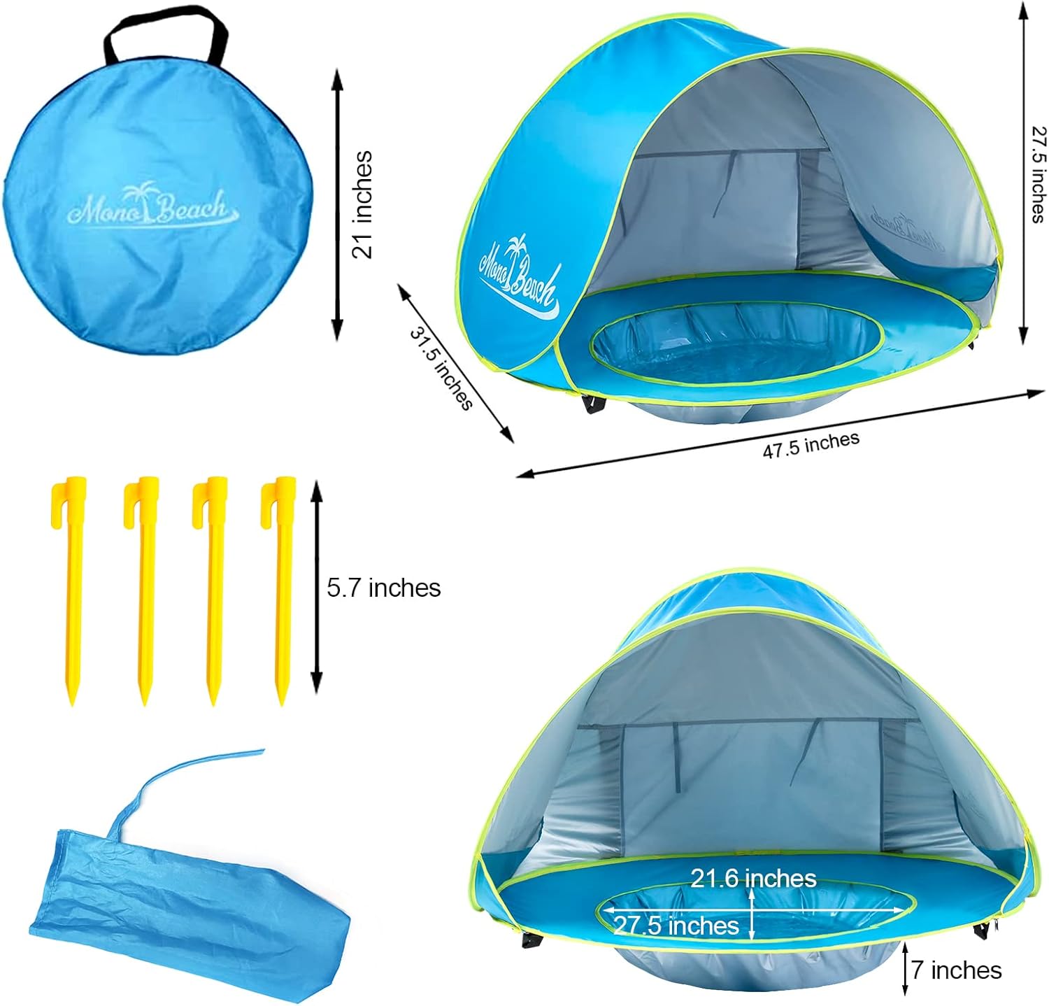 Baby Beach Tent with Paddling Pool
