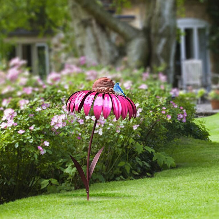 Outdoor Bird Feeder - Metal Bird Feeder Pink Flower Petal Design