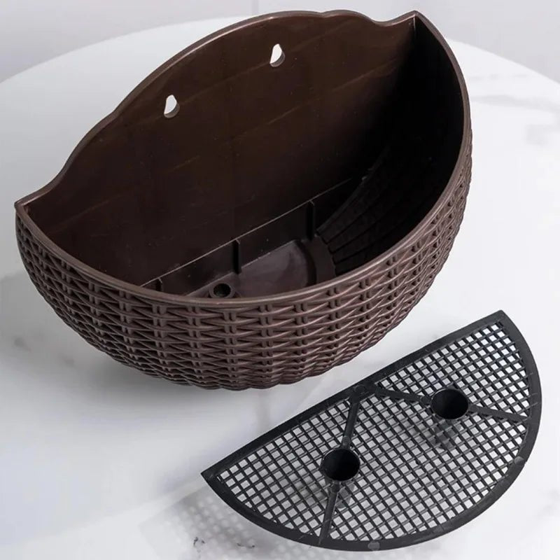 Wall Mounted Rattan Style Plant Pot
