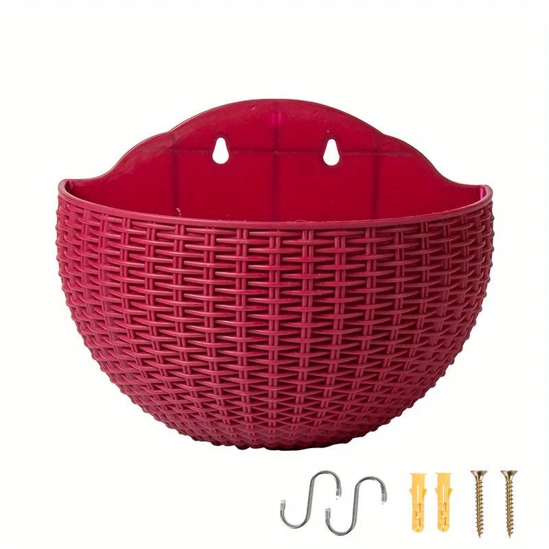 Wall Mounted Rattan Style Plant Pot