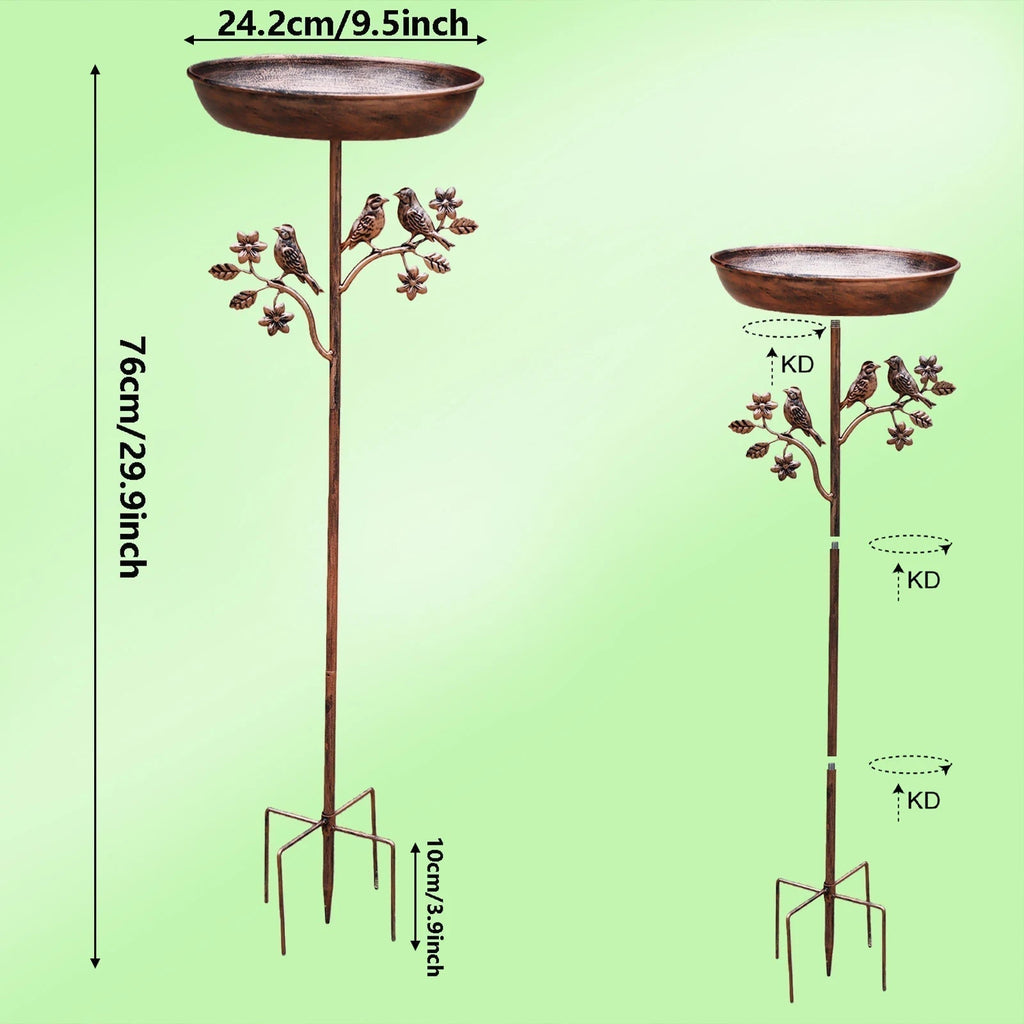Metal Garden Bird Bath with Ground Stake