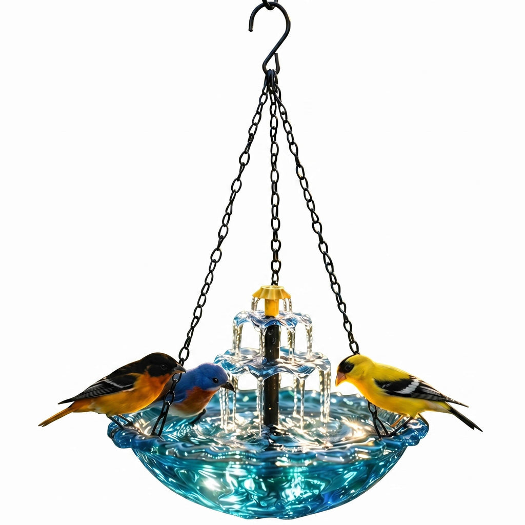 Solar Hanging Bird Bath Fountain with Automatic Pump