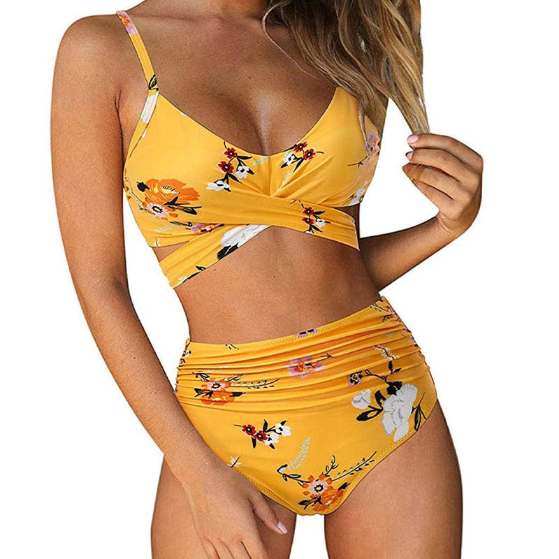 Women's Colourful High-Waist Bikini Set