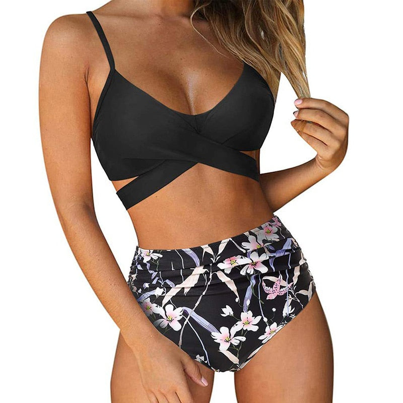 Women's Colourful High-Waist Bikini Set