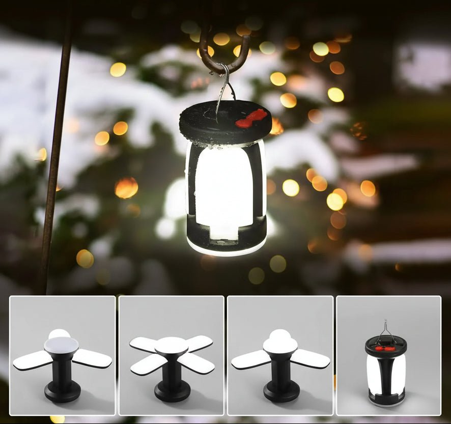Foldable Solar USB Camping Lantern with 90-Degree Panels
