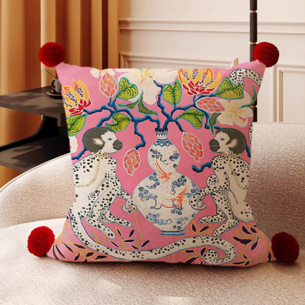 Outdoor Garden Cushion Cover with Monkey Print