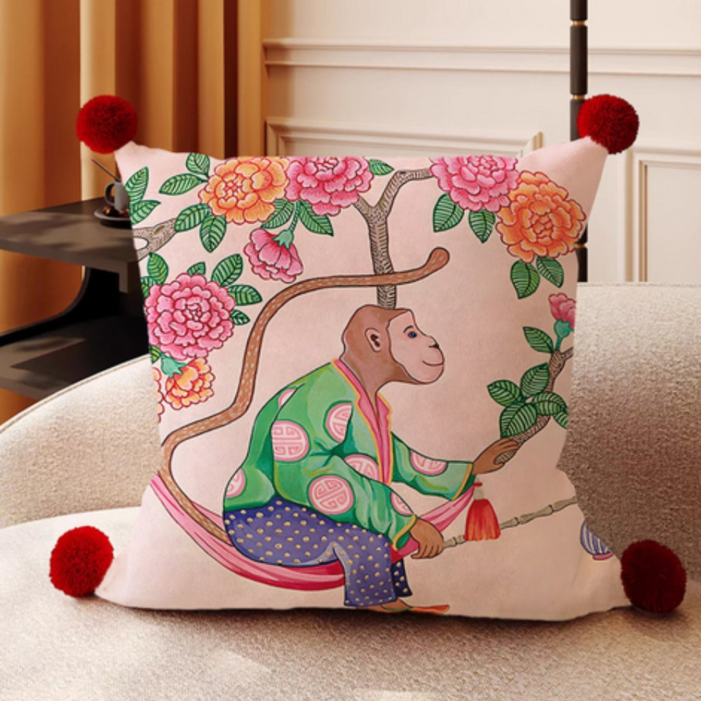 Outdoor Garden Cushion Cover with Monkey Print
