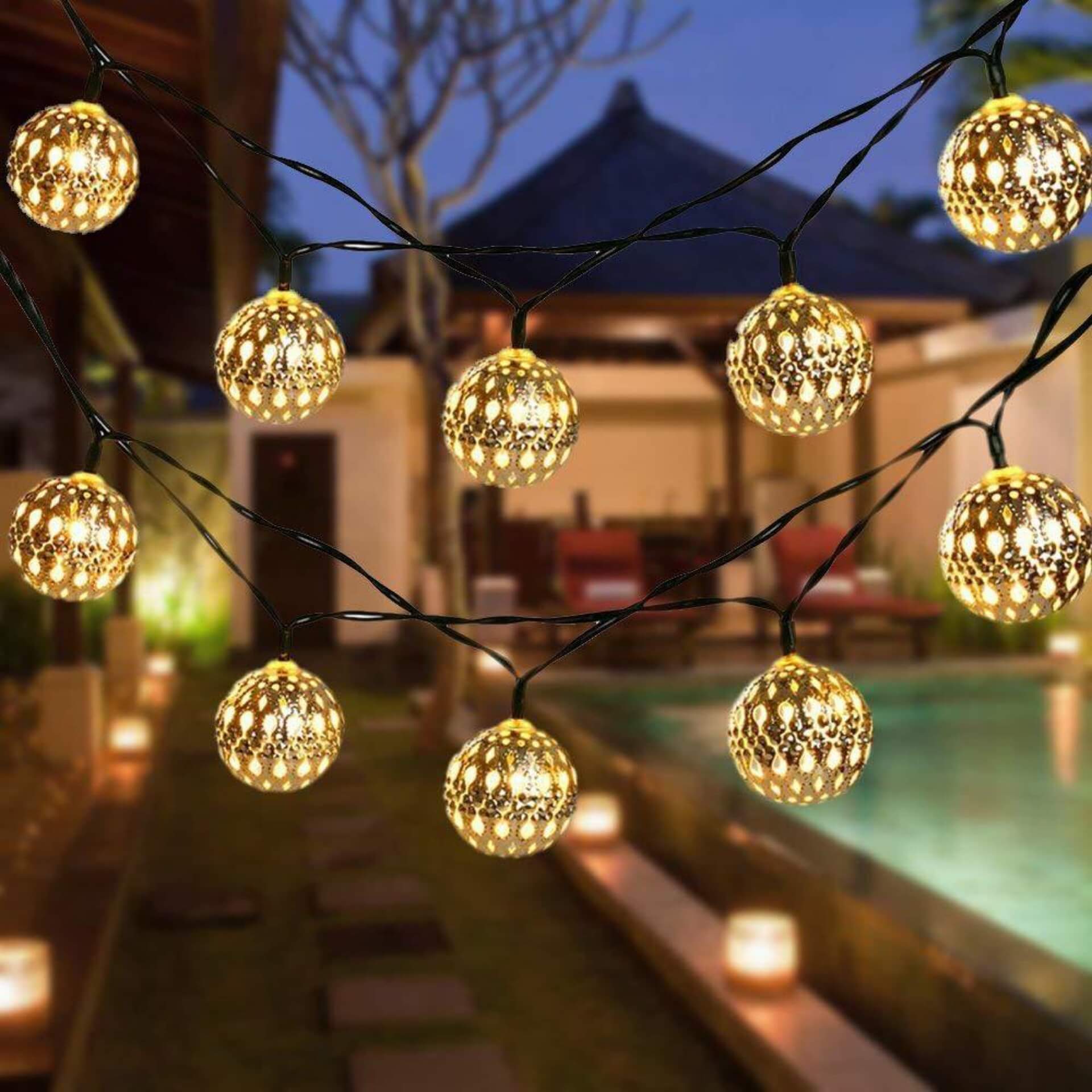 Ball Solar And Battery String Lights In Warm White And Multicolour For Garden